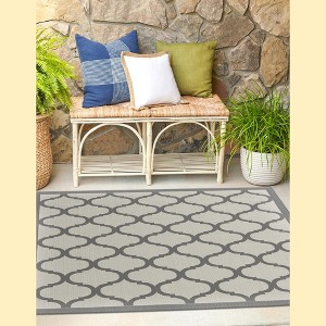 Unique Loom    Outdoor Trellis Moroccan Area Rug - 1 of 4