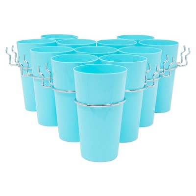 Okuna Outpost 12 Pegboard Cups with 12 Peg Wall Ring Hooks, 24-Piece Peg Board Accessories Craft Room Organizer Set, Blue