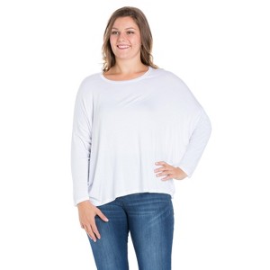 24seven Comfort Apparel Womens Oversized Long Sleeve Plus Size Dolman Top - 1 of 4