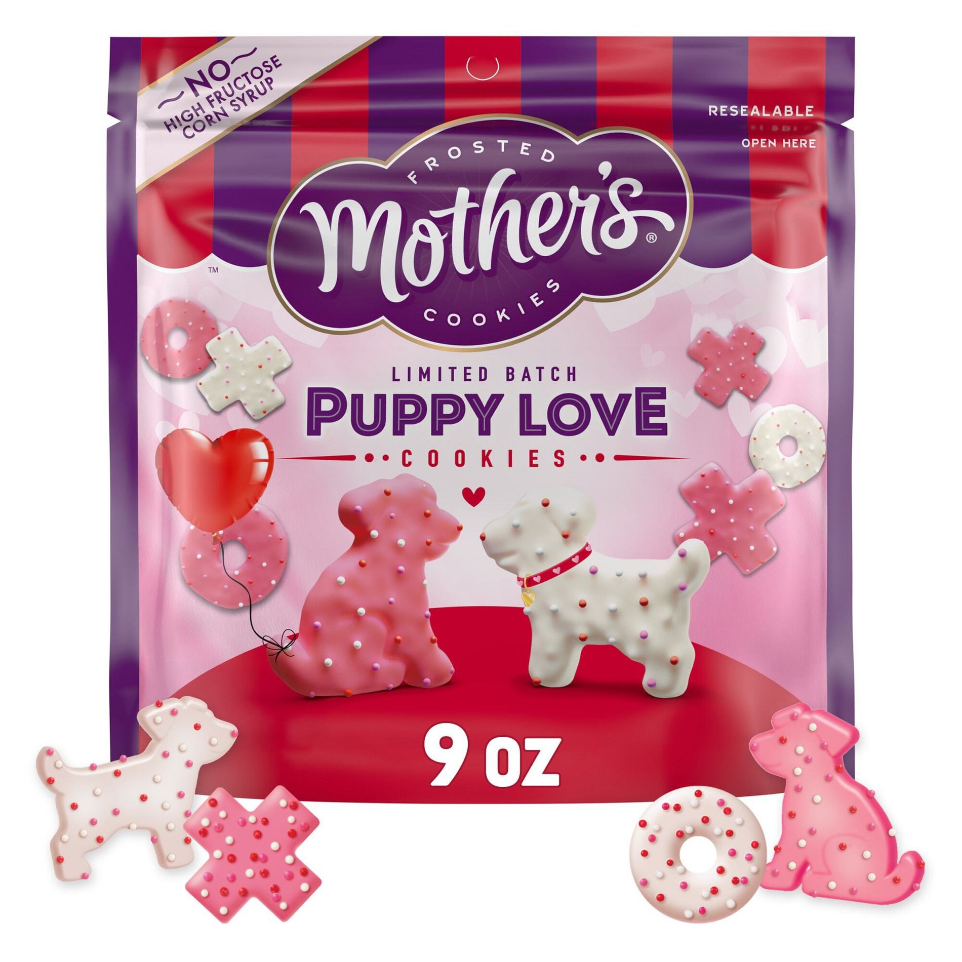 Mother's Puppy Love Cookies Valentine’s Day Resealable Bag - 9oz