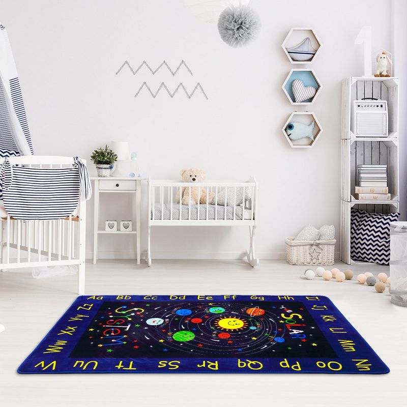 Kids Solar System Educational Rug Galaxy Outer Space Kids Rugs for Kids Bedroom Nursery Playroom Classroom, 3 of 11