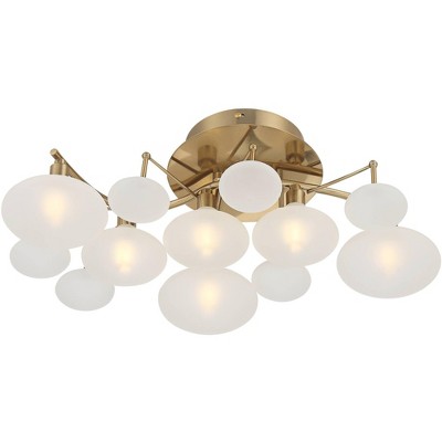Soft Gold 6-Light Opal Glass Modern Ceiling Light