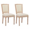 SKRAN French Dining Chairs Set of 2, Upholstered Vintage with Square Backrest with Solid rubberwood Leg for Dining Room Bedroom Kitchen, Beige A - 2 of 4