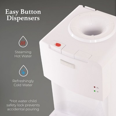 White Freestanding Hot and Cold Water Dispenser with Child Safety Lock
