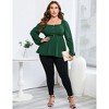 Coolmee Womens Plus Size Peplum Tops Square Neck Puff Long Sleeve Blouses Babydoll Shirts Fall Dressy Casual Clothes - 4 of 4