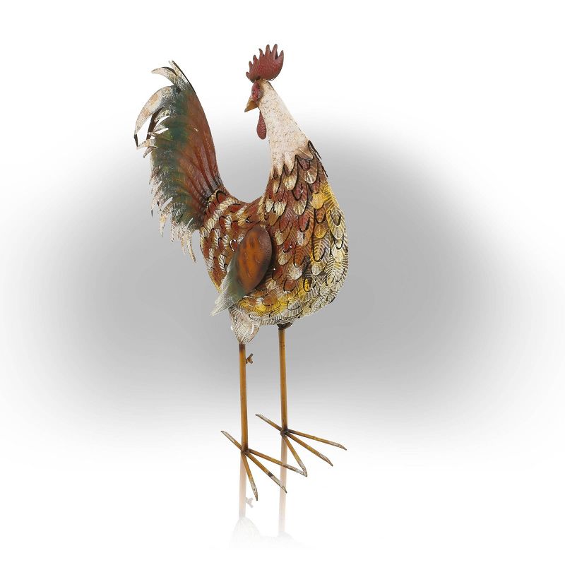 32&#34; Metal Patterned Rooster Decor Brown - Alpine Corporation, 5 of 6