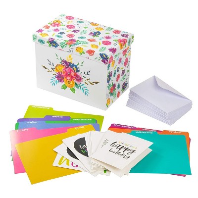 Greeting Cards Organizer Storage Box with 12 Dividers, 20 Cards & 20 Envelopes Included for Thank You Sympathy Anniversary