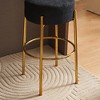 30" Tall, Round High Bar Stools, Set of 2 - Contemporary upholstered dining stools for kitchens,Black+Golden - 3 of 4