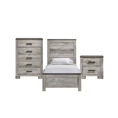 3pc Twin Adam Panel Bedroom Set Gray - Picket House Furnishings