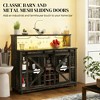 JANSNO Farmhouse Wine & Coffee Bar Cabinet with Lights, Includes Wine and Glass Racks for Home - 4 of 4