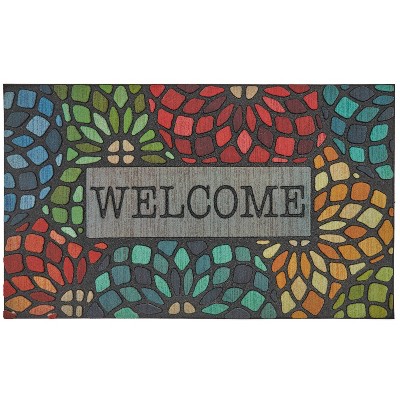 1'6"x2'6" Doorscapes Mat Welcome Stained Glass Floret - Mohawk