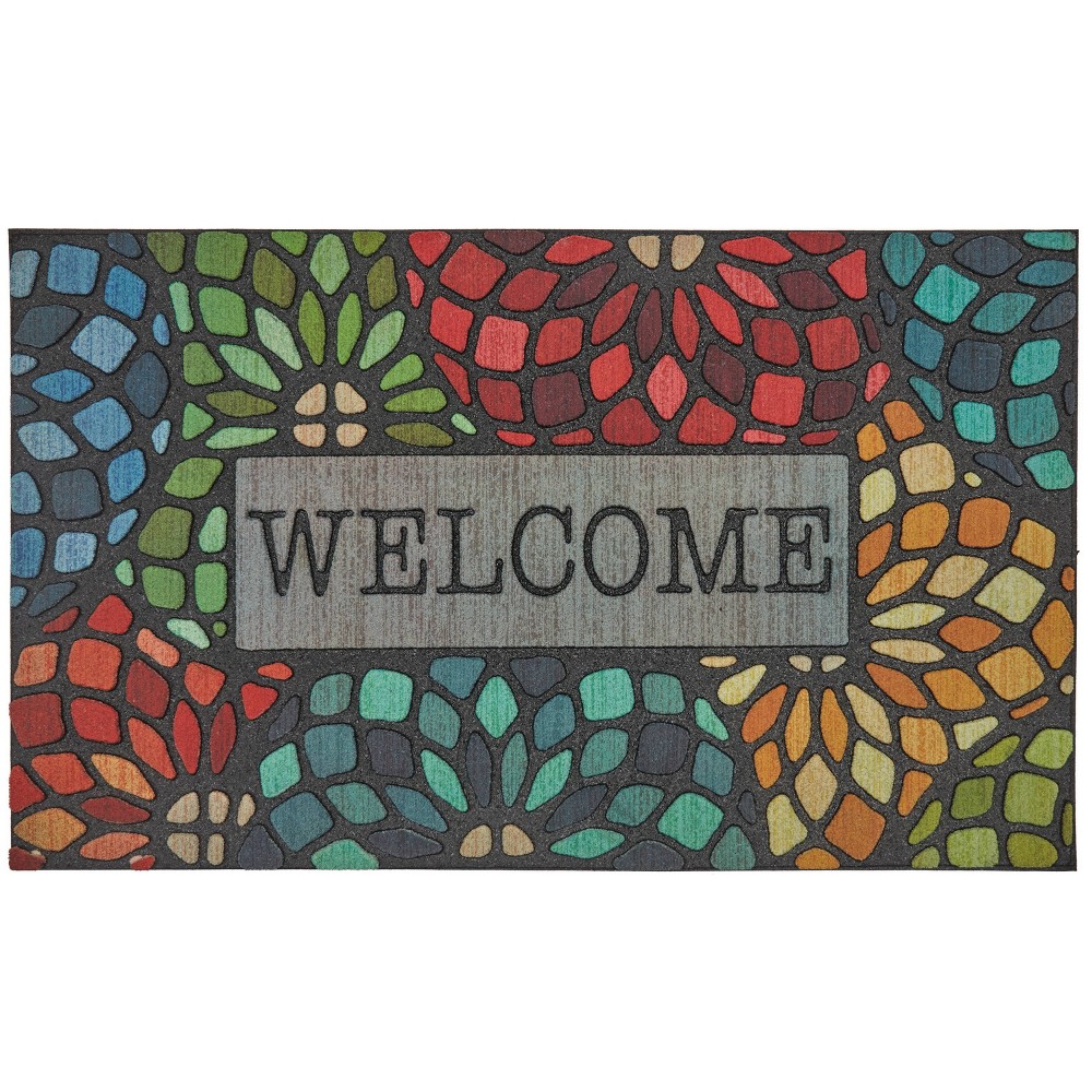 Photos - Doormat Mohawk 1'6"x2'6" 'Welcome' Stained Glass Floret Doorscapes Mat  