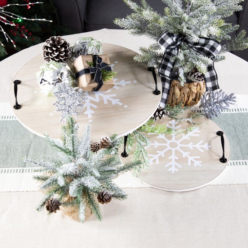 Northlight Set of 2 Round Christmas Serving Trays with Handles 15.75", 2 of 9
