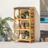 Tangkula Outdoor Wood Garden Shelf 3-Tier Ladder Plant Stand w/ Weatherproof Asphalt Roof - 3 of 4