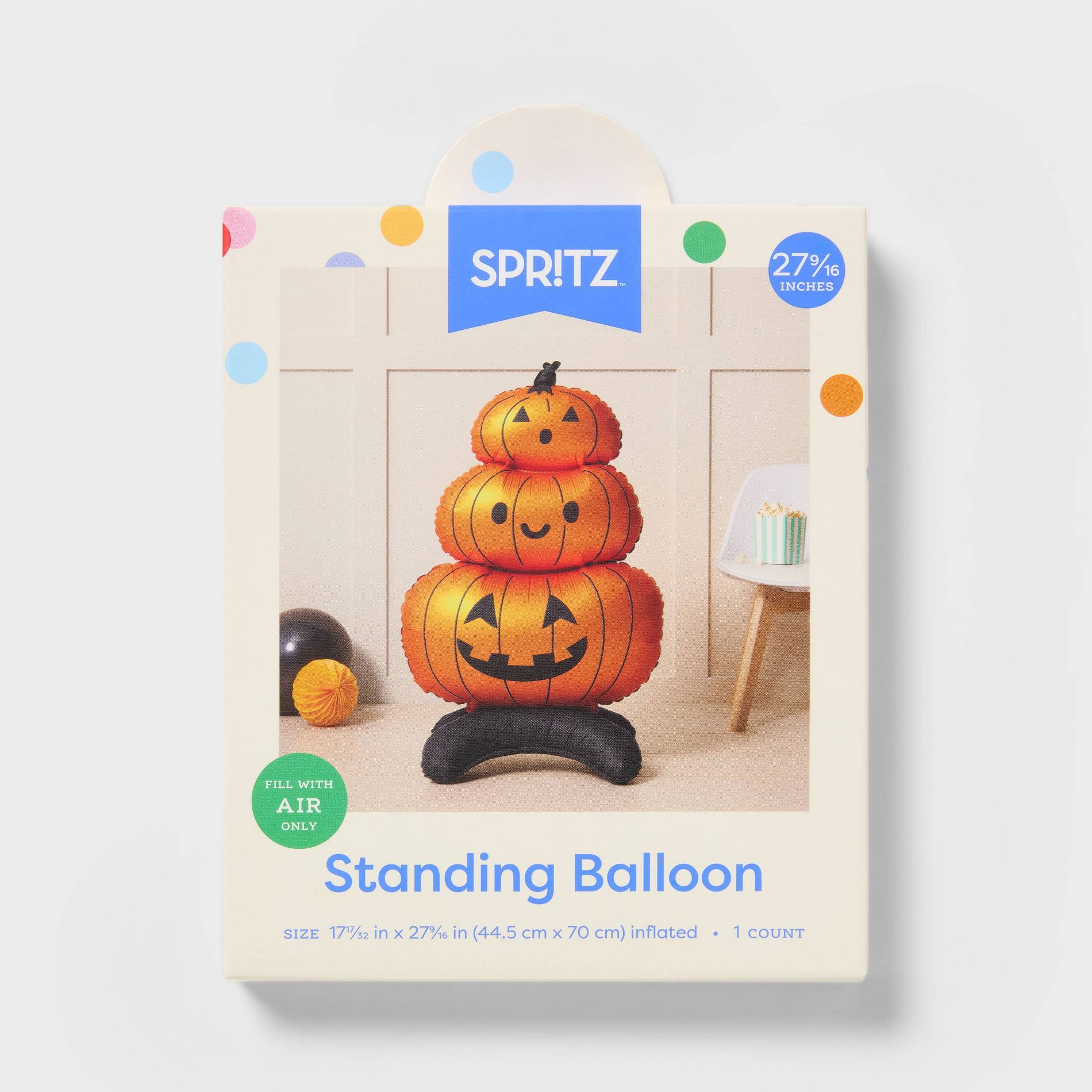 Large Standing Air Filled Halloween Pumpkin Foil Balloon Orange - Spritz™