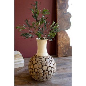 Decorative Sculptural Wooden Accent Vase 14" Tall by Kalalou - 1 of 3