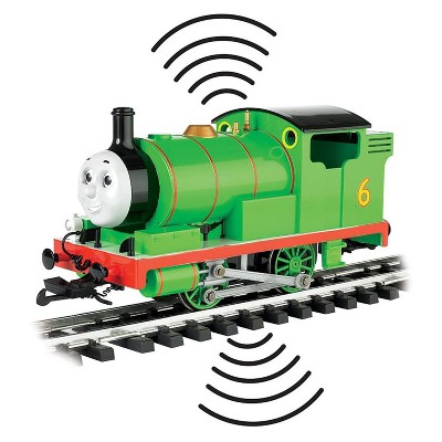 Bachmann Trains Thomas and Friends Percy Engine G Scale Train Plastic Detailed Locomotive G Scale Train with Moving Eyes and Realistic Body Shell