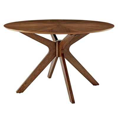 Photo 1 of 47 Crossroads Round Wood Dining Table Walnut - Modway