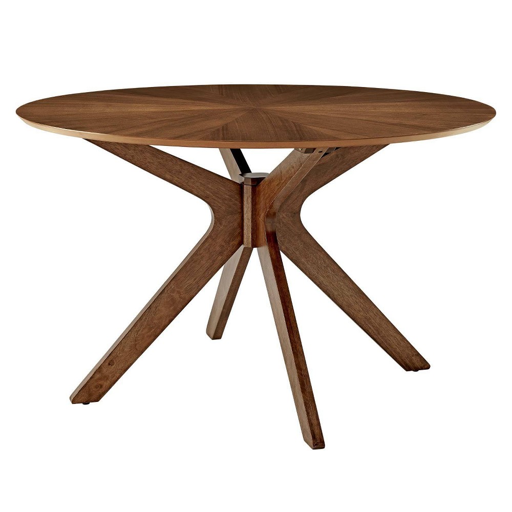 Photos - Garden & Outdoor Decoration Modway 47" Crossroads Round Wood Dining Table Walnut: Mid-Century Modern, Seats 6, MDF Build 