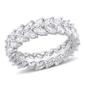 EVERLY JEWELRY | Sterling Silver 4 1/5ct DEW Marquise Created White Moissanite Eternity Band - 1 of 4