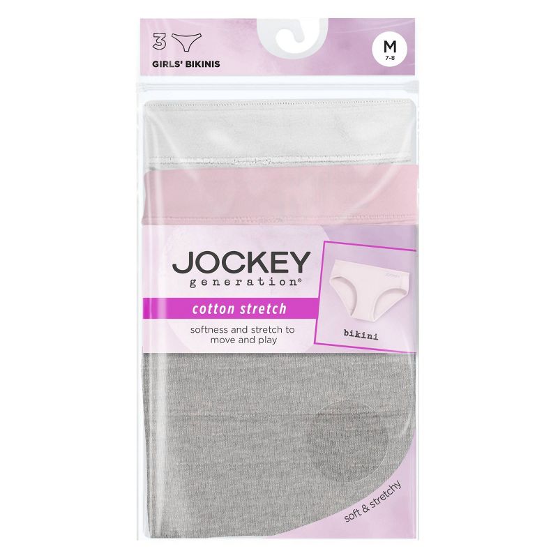Jockey Generation™ Girls' 3pk Bikini - Gray/White/Pink, 5 of 5