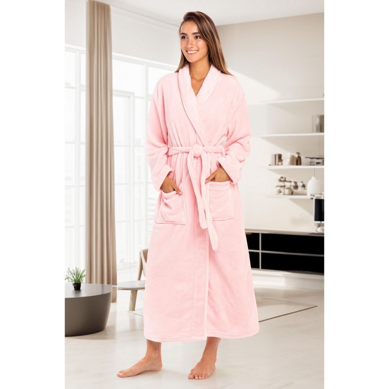 Women's Cozy Fleece Winter Wrap Around Robe, Long Plush Bathrobe, 2 of 8