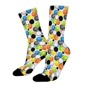 Orange Multi-Color Pickleball Women Printed Crew Socks Funny Funky Socks Soft Polyester Novelty Gifts for Artists Men - 1 of 1