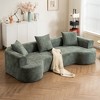 Modern Curved Corduroy Sofa with 3 Pillows, Soft and Ultra-Smooth Fabric Sofa for Living Room, Green/Gray - ModernLuxe - 2 of 4
