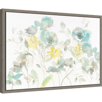 Amanti Art Aqua Roses Shadows by Danhui Nai Canvas Wall Art Print Framed 23-in. x 16-in.