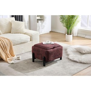 PAGED Modern Reversible Lid Small Coffee Table Ottoman with Hidden Storage,Square Upholstered Storage Center Table for Living Room,Bedroom - 1 of 4
