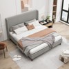 KWPZQEB Platform Bed Frame with High Upholstered Headboard and Wooden Slats Support, Linen Cloth, No Box Spring Needed, Easy Assembly - 3 of 4