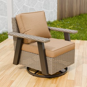 EAGLE PEAK Classic 360° Swivel Rocker Patio Chair with Thick Cushions, All-Weather Wicker Outdoor Lounge Glider - 1 of 4