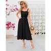 Women's Dress Casual Summer Spaghetti Strap Dress Button Down Sleeveless A Line Beach Swing Midi Sundress - 4 of 4
