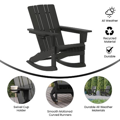 Black HDPE Adirondack Rocking Chair with Armrests