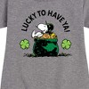 - Peanuts - Lucky To Have Ya Graphic Short Sleeve Fleece Dress - 2 of 4