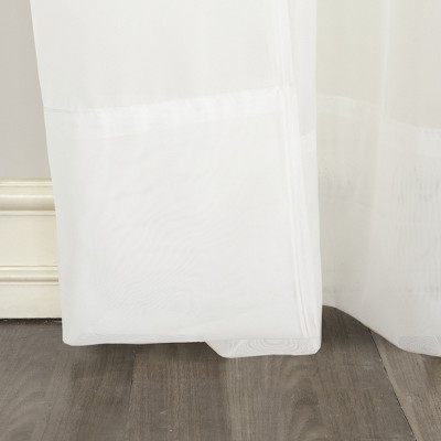 White Sheer Tab Top Polyester Curtain Panel 59" x 63"