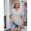 Summer Tops for Women 2025 Short Sleeve V Neck Dressy Lace Eyelet Blouses Shirts - 2 of 4