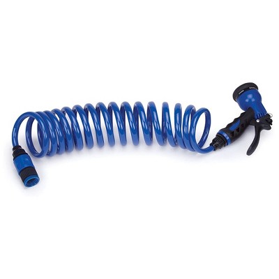 Master Equipment 6 in 1 Adjustable Spray Hose with Durable Connection, 10 Foot Reach, Ergonomic Handle, and Kink Free Coil for Pet Washing, Blue