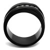Slickblue Women’s IP Black Band Ring, Five Round CZ Accents, Bold Embedded Design, Stainless Steel, Sizes 5–10 - 3 of 4