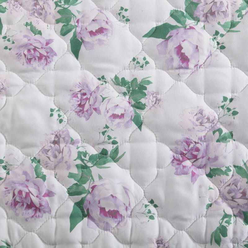 Blooming Roses Polyester Quilt Set Purple - Betseyville, 5 of 12