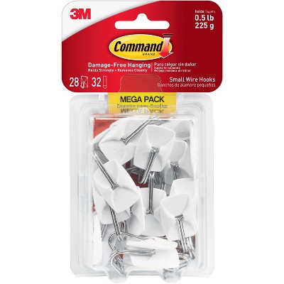 Command General Purpose Hooks 0.5lb Capacity Wire White 28 Hooks 32 Strips/ pack 17067mpes : Target