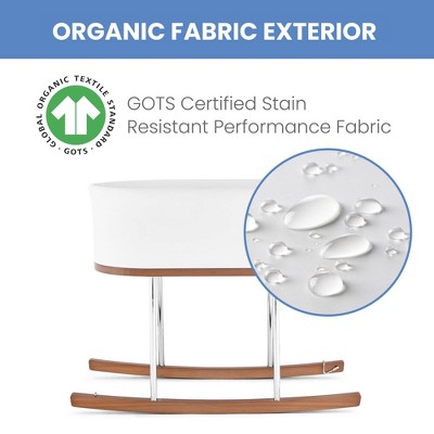 White Wooden Rocking Bassinet with Chrome Stand
