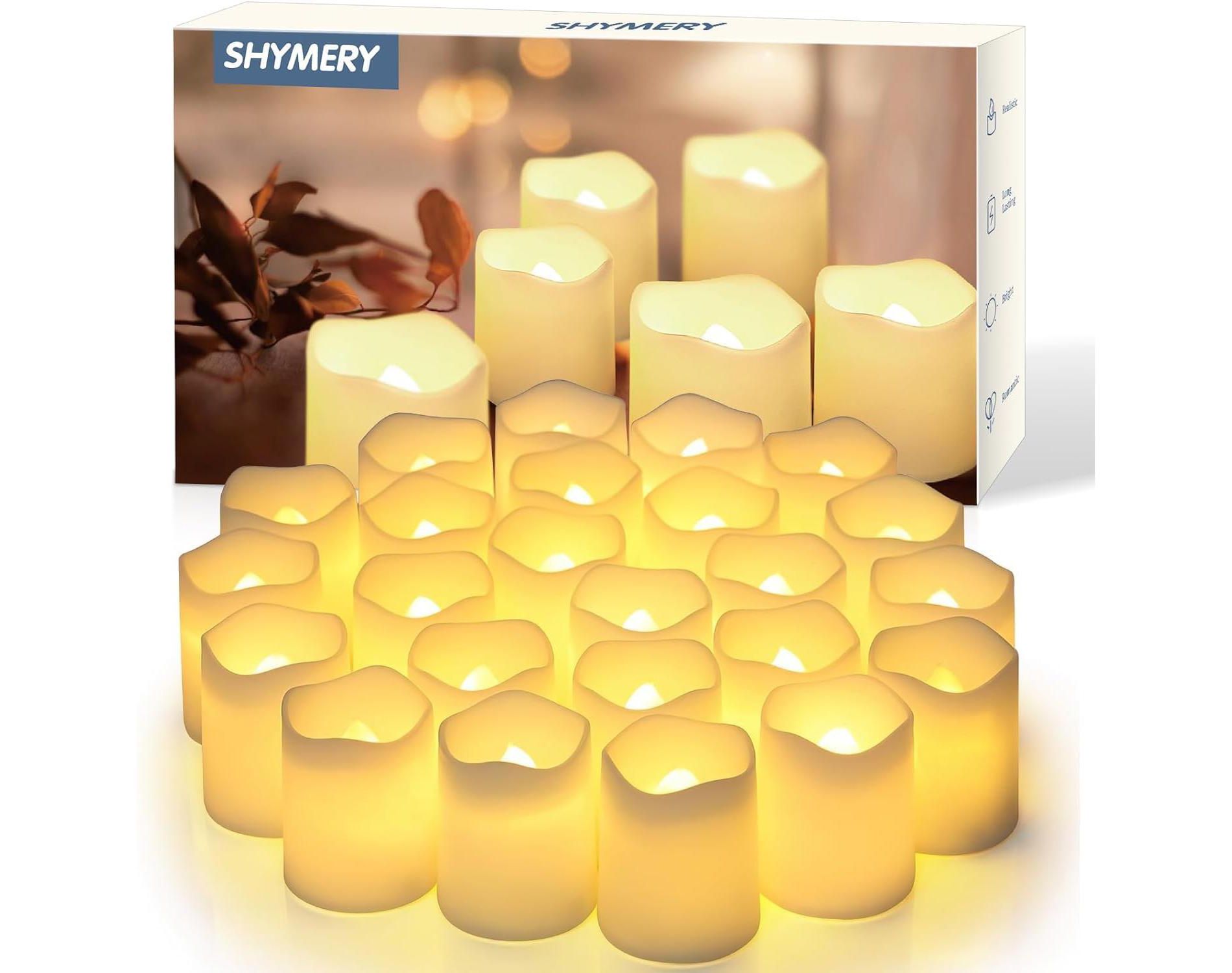 FAAYFIAN 24 Pack 200+Hour Battery Operated LED Tea Lights in Warm White,lameless Votive Candles,Flameless Flickering Electric Fake Candle
