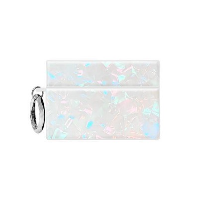 Flaunt Square AirPods Pro (1st/2nd gen.) Case - Opal Shell with Silver Ring Clip