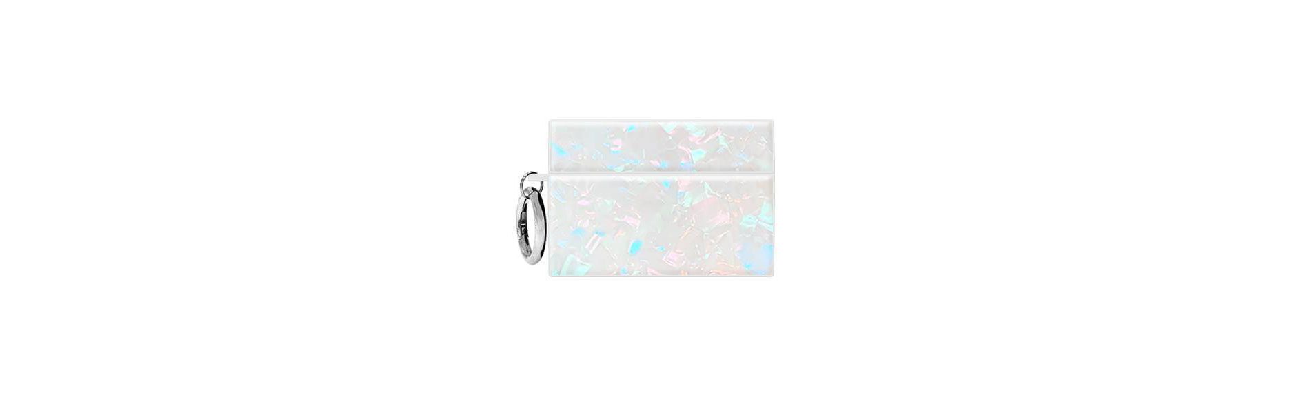 Flaunt Square AirPods Pro (1st/2nd gen.) Case - Opal Shell with Silver Ring Clip
