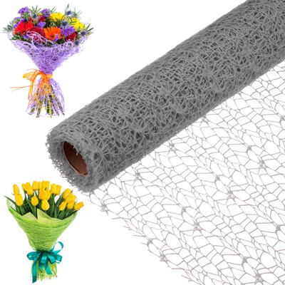 Unique Bargains Jacquard Net Mesh Flower Gift Wrapping Paper 180"x19.7" 1 Pc
