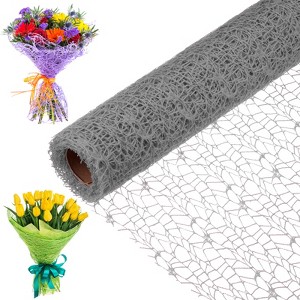 Unique Bargains Jacquard Net Mesh Flower Gift Wrapping Paper 180"x19.7" 1 Pc - 1 of 4