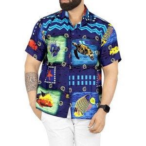 HAPPY BAY Men's Hawaiian Shirts Short Sleeve Button Down Shirt Mens Casual Shirts Holiday Tropical Beach Summer Party Shirts Funny - 1 of 4