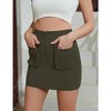 Womens High Wasit Cargo Skirts Bodycon Mini Skirts with Pockets Solid Stretchy Skirts with Plain Hem - image 2 of 4