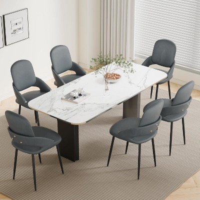 DYHOME Dining Chairs Modern Kitchen Chairs Set of 6, PU Leather Restaurant Chairs